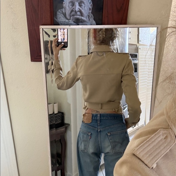 Super cute cropped trench coat rustic raw edge - Picture 7 of 10